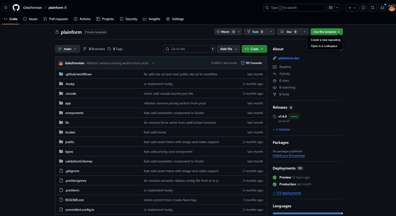 Github use this template